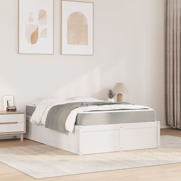 vidaXL Lit avec matelas blanc 120x190 cm bois massif de pin