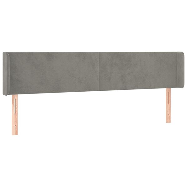 vidaXL T&ecirc;te de lit &agrave; LED Gris clair 163x16x78/88 cm Velours