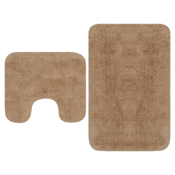 vidaXL Tapis de salle de bain 2 pcs Tissu Beige