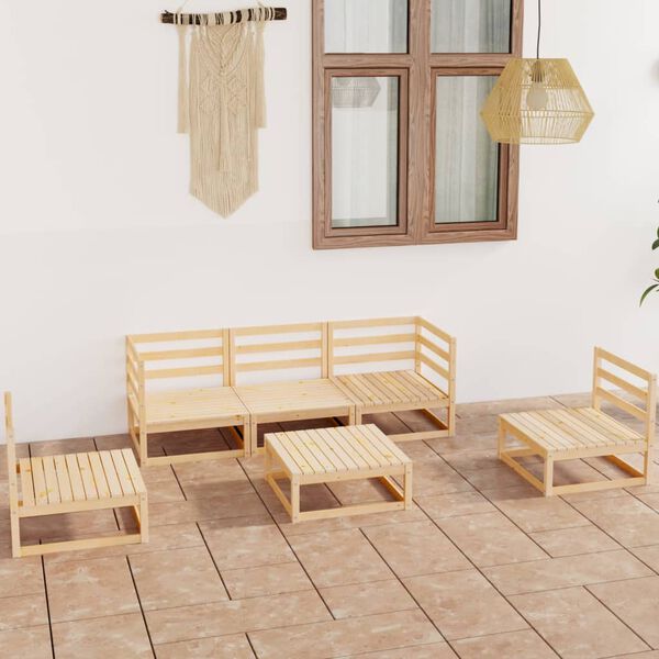vidaXL Salon de jardin 6 pcs Bois de pin massif