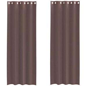 vidaXL Rideaux en voile avec &oelig;illets 2 pcs marron 140x260 cm