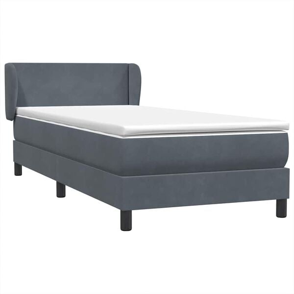 vidaXL Sommier &agrave; lattes de lit et matelas gris fonc&eacute; 100x220cm velours