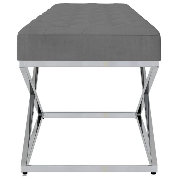 vidaXL Banc Gris fonc&eacute; Velours et acier inoxydable