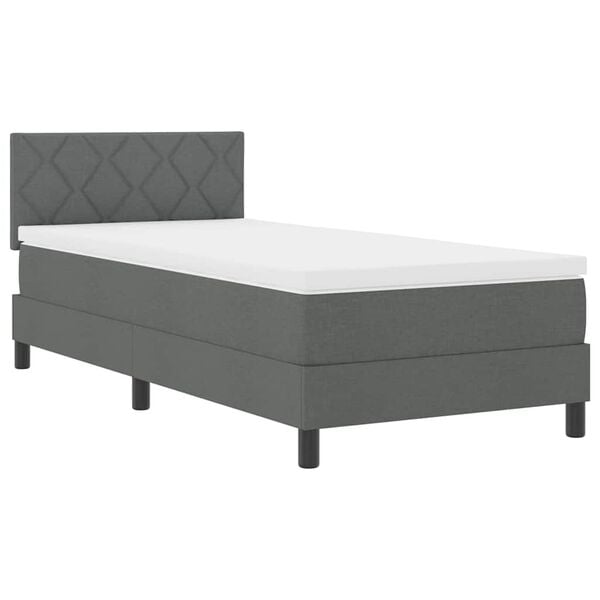 vidaXL Lit &agrave; ressorts avec matelas Gris fonc&eacute; 90 x 200 cm tissu
