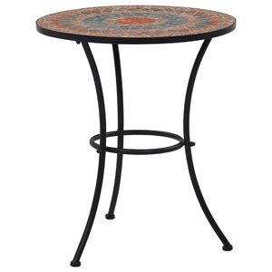 vidaXL Table de bistro mosa&iuml;que Orange/gris 60 cm C&eacute;ramique