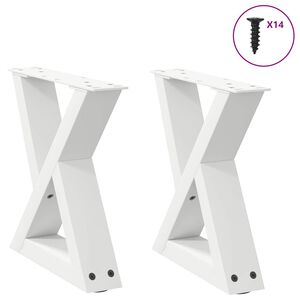 vidaXL Pieds de table basse 2 pi&egrave;ces Blanc 30 x (30-31,3) cm Acier