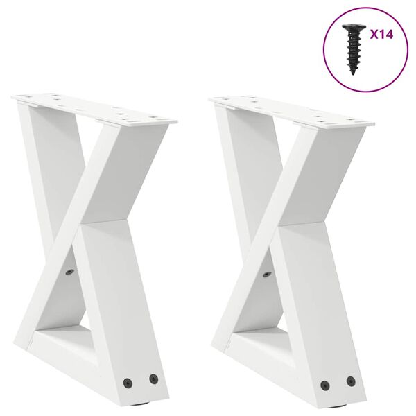 vidaXL Pieds de table basse 2 pi&egrave;ces Blanc 30 x (30-31,3) cm Acier