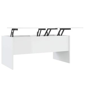 vidaXL Table basse blanc brillant 102x50,5x46,5 cm bois d'ing&eacute;nierie