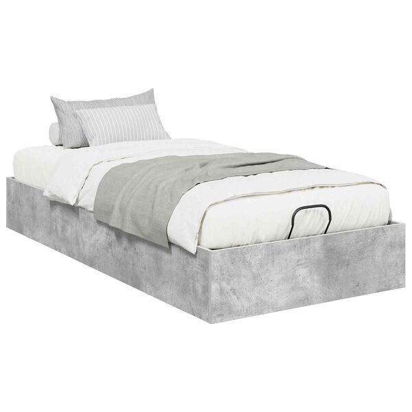 vidaXL Cadre de lit ottoman Gris B&eacute;ton 90 x 200 cm Bois d&rsquo;ing&eacute;nierie