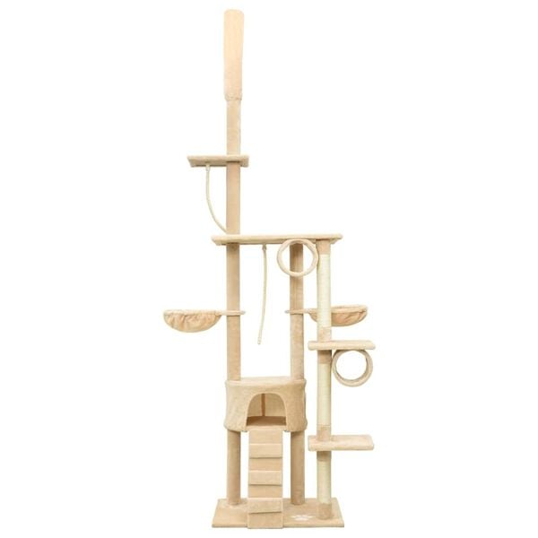 vidaXL Arbre à chat du sol au plafond Beige 220-240 cm