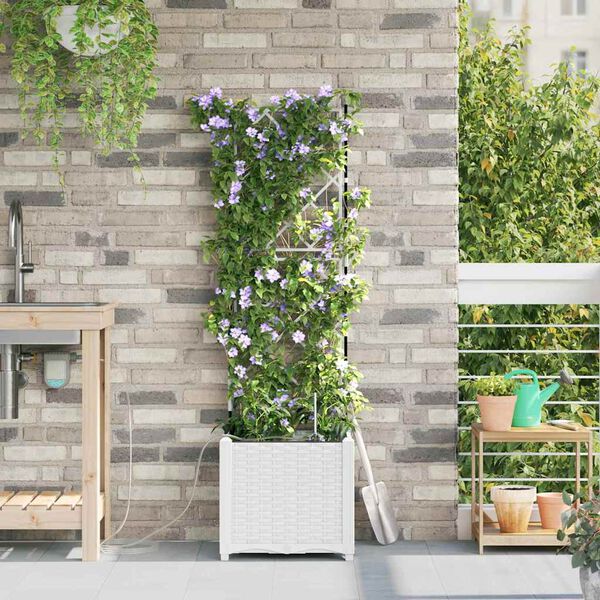 vidaXL Cache-pot de jardin Blanc 40 x 40 x 142 cm Plastique