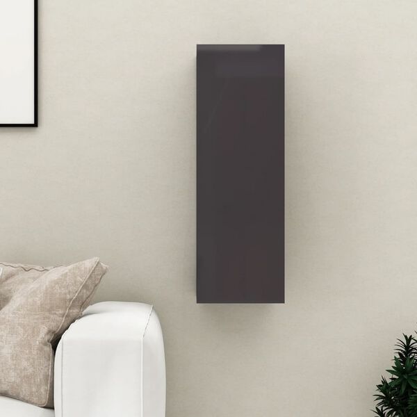 vidaXL Meuble TV Gris brillant 30,5x30x90 cm Bois d&rsquo;ing&eacute;nierie