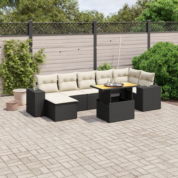 vidaXL Salon de jardin 8 pcs avec coussins noir r&eacute;sine tress&eacute;e