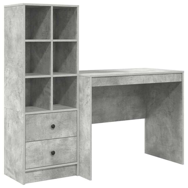 vidaXL Bureau avec tiroir 2 pcs Gris b&eacute;ton