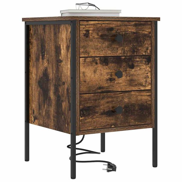 vidaXL Cabinet de chevet Ch&ecirc;ne fum&eacute; 42 x 41 x 61 cm Bois d'ing&eacute;nierie