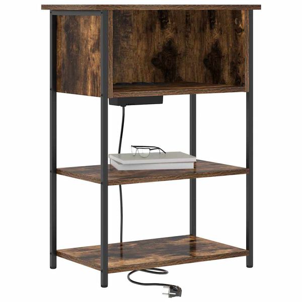 vidaXL Cabinet de chevet Ch&ecirc;ne fum&eacute; 55 x 31 x 76 cm Bois d'ing&eacute;nierie