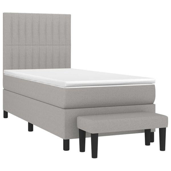 vidaXL Sommier &agrave; lattes de lit avec matelas Gris clair 100x200cm Tissu