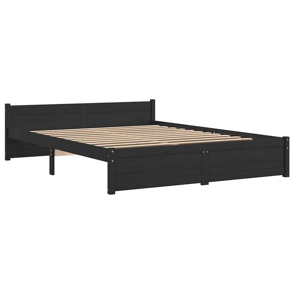 vidaXL Cadre de lit sans matelas noir bois massif 140x190 cm