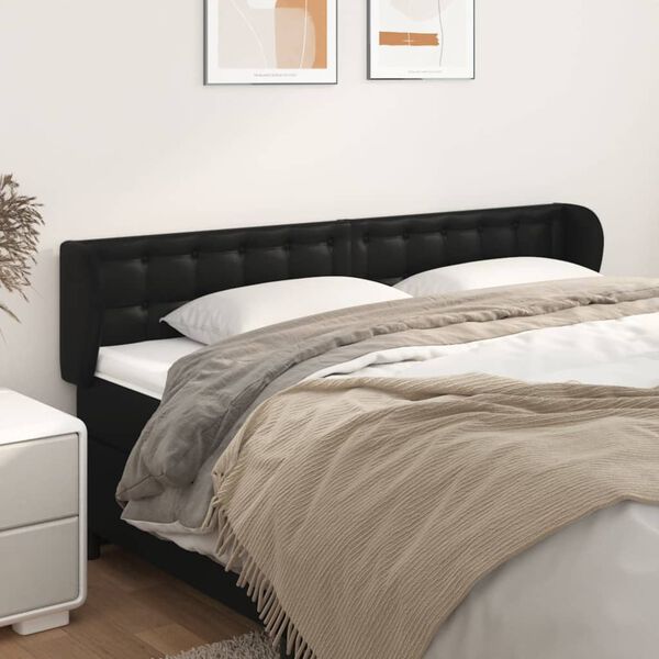 vidaXL T&ecirc;te de lit avec oreilles Noir 203x23x78/88 cm Similicuir