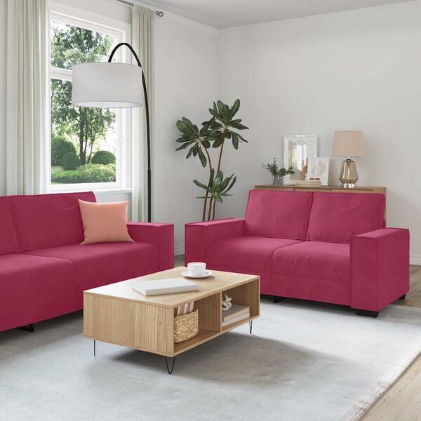 vidaXL Ensemble de canap&eacute;s 3 pcs avec coussins Rouge bordeaux Velours