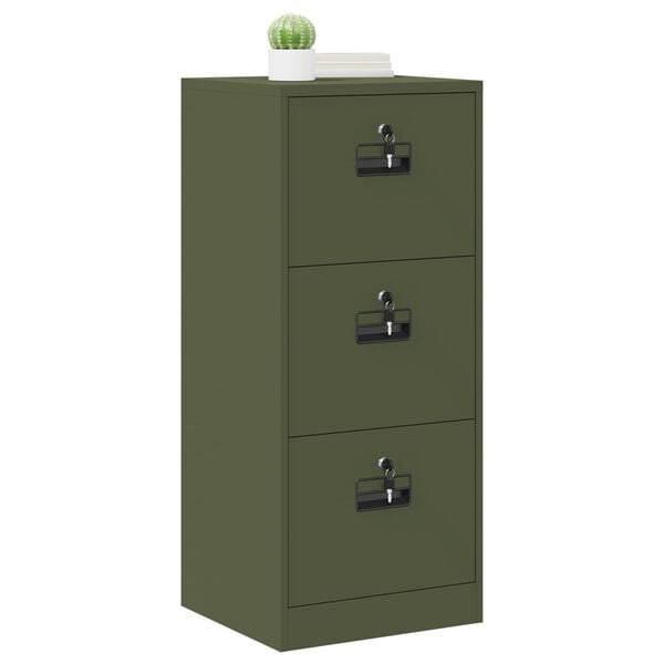 vidaXL Cabinet de Dossier avec tiroir Vert olive 45,5 x 42 x 106,5 cm