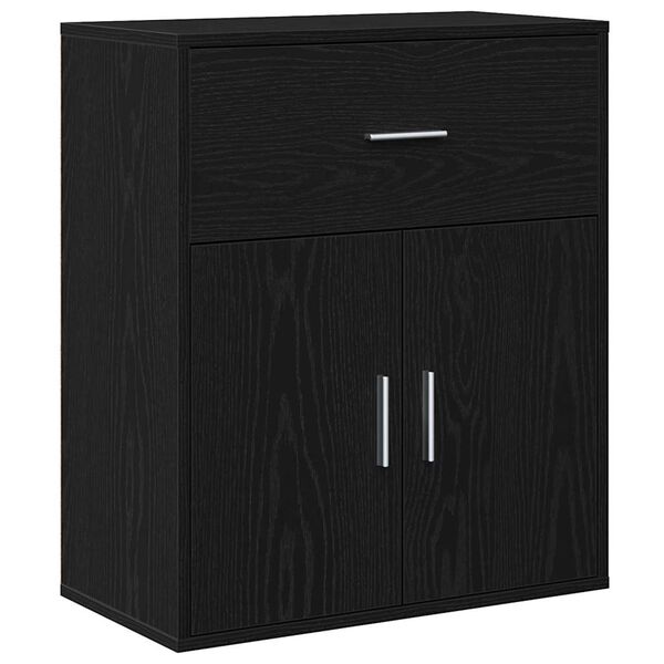 vidaXL Buffet avec tiroir Ch&ecirc;ne noir 60 x 31 x 70 cm Bois d'ing&eacute;nierie