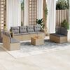 vidaXL Salon de jardin avec coussins 9 pcs beige r&eacute;sine tress&eacute;e