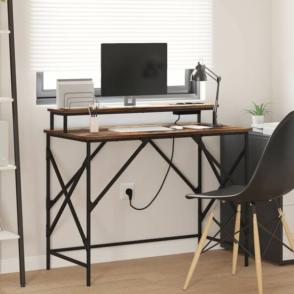 vidaXL Bureau Ch&ecirc;ne fum&eacute; 100 x 50 x 86,5 cm Bois d'ing&eacute;nierie