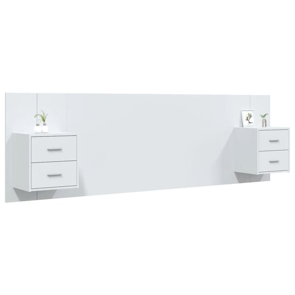 vidaXL Tête de lit avec armoires Blanc Bois d'ingénierie