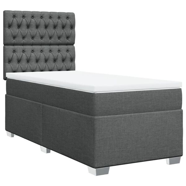 vidaXL Sommier &agrave; lattes de lit avec matelas Gris fonc&eacute; 100x200cm Tissu