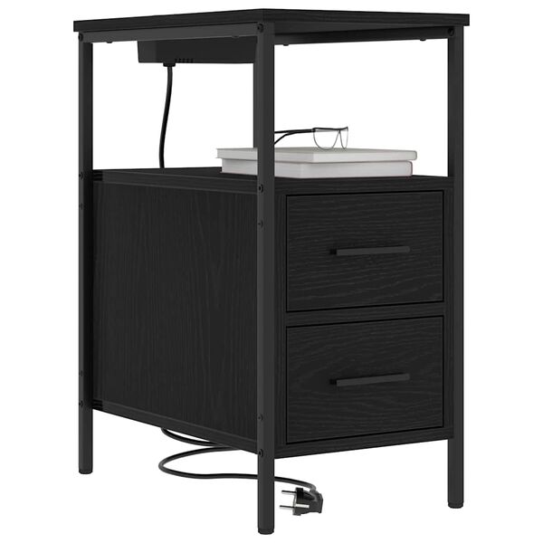 vidaXL Cabinet de chevet Ch&ecirc;ne noir 30 x 48 x 61 cm Bois d'ing&eacute;nierie