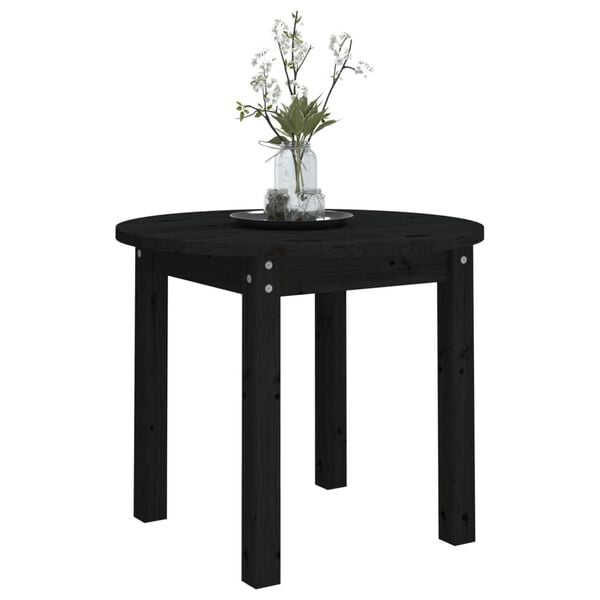 vidaXL Table basse Noir &Oslash; 55x45 cm Bois massif de pin