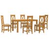 vidaXL Ensemble de salle &agrave; manger 7 pc Beige Bois de ch&ecirc;ne massif