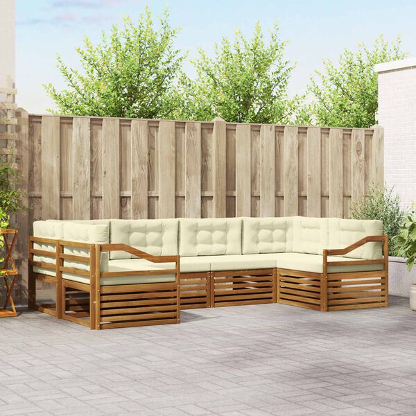 vidaXL Ensembles de canap&eacute;s avec coussin 6 pcs Naturel et Cr&egrave;me