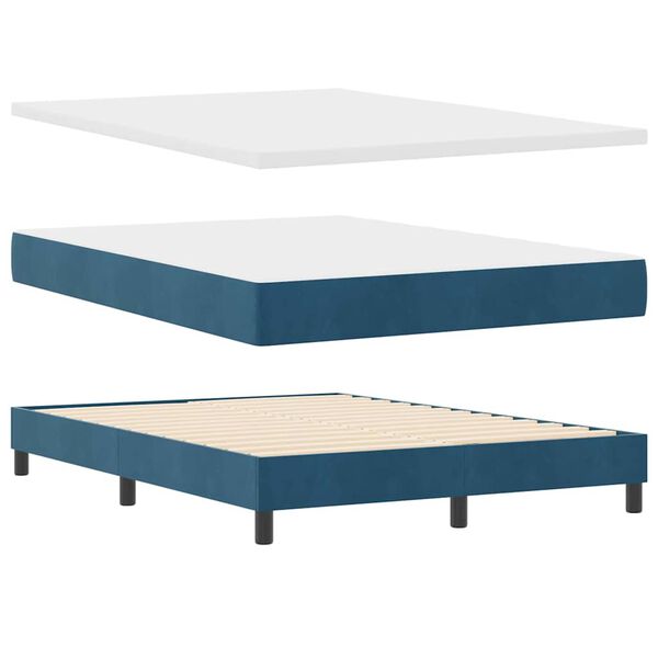 vidaXL Lit &agrave; ressorts avec matelas Bleu fonc&eacute; 160 x 200 cm Velours
