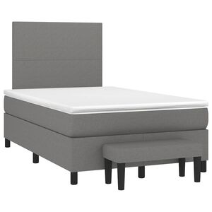 vidaXL Sommier &agrave; lattes de lit avec matelas gris fonc&eacute; 120x190cm tissu