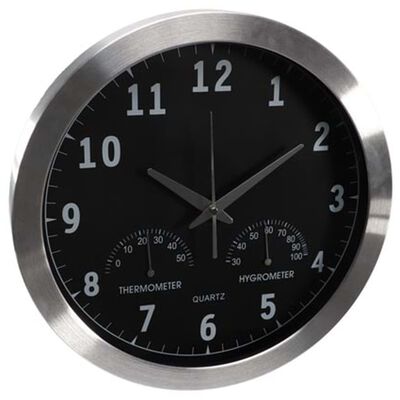 Perel Horloge murale 35,5 cm Noir et argenté