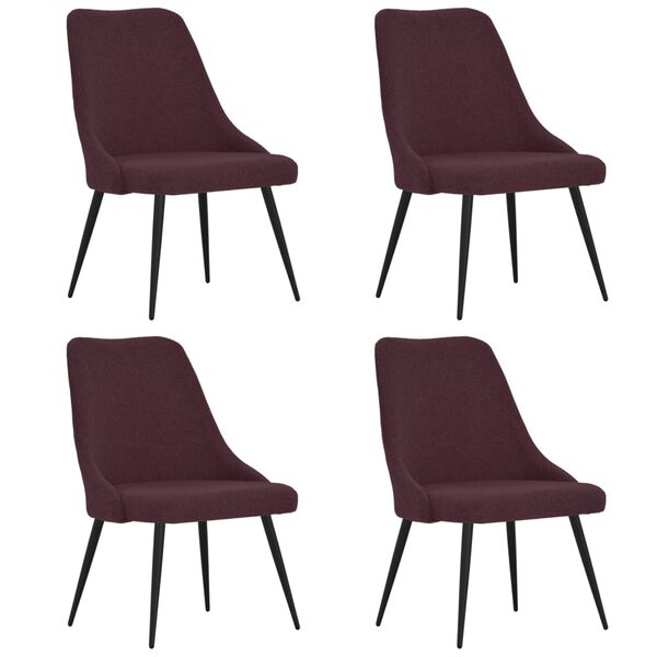vidaXL Chaises &agrave; manger lot de 4 violet tissu