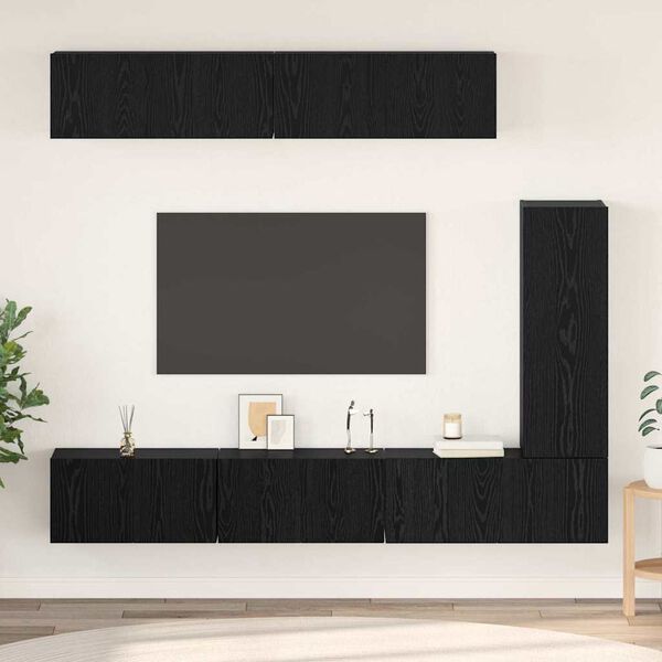 vidaXL Ensemble meuble TV 6 pcs Ch&ecirc;ne noir Bois d'ing&eacute;nierie