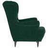 vidaXL Fauteuil &agrave; oreilles avec tabouret vert fonc&eacute; velours