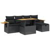 vidaXL Salon de jardin 6 pcs avec coussins noir r&eacute;sine tress&eacute;e