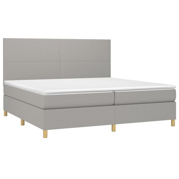 vidaXL Sommier &agrave; lattes de lit avec matelas Gris clair 200x200cm Tissu