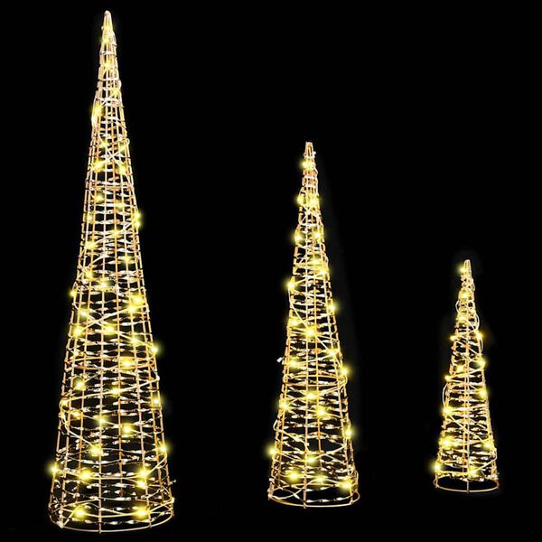 vidaXL Sapin de No&euml;l avec 90 LED 3 pcs Blanc chaud 20 x 20 x 80 cm PET