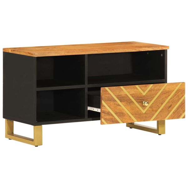 vidaXL Meuble TV marron et noir 80x33,5x46 cm bois massif de manguier
