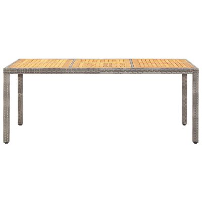 vidaXL Table de jardin Gris 190x90x75 cm Résine tressée et acacia