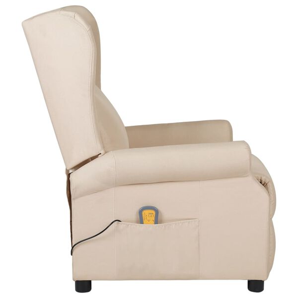 vidaXL Fauteuil de massage Cr&egrave;me Tissu