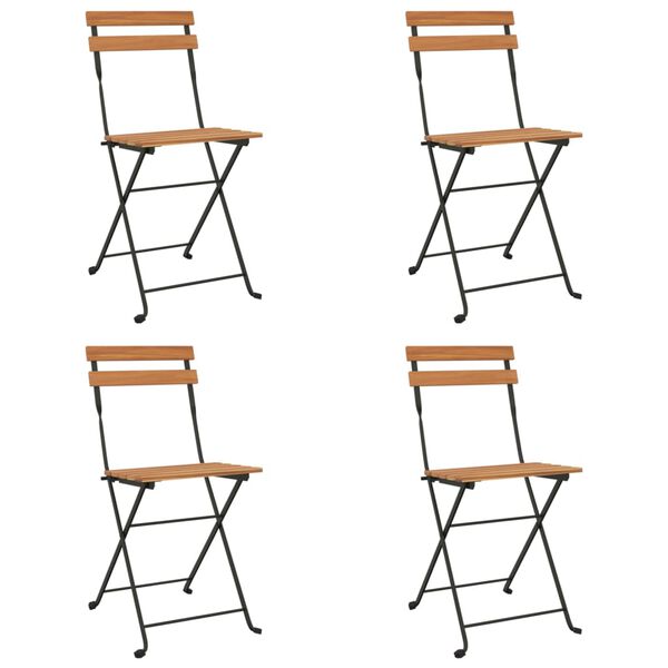 vidaXL Chaises de bistrot pliantes lot de 4 Bois teck solide et acier