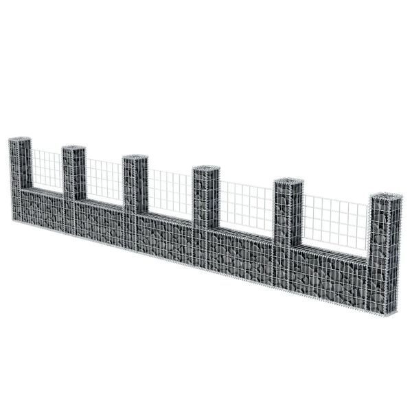 vidaXL Panier de gabion en forme de U Acier galvanisé 570x20x100 cm