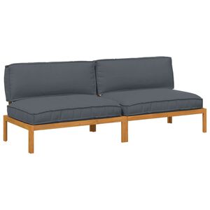 vidaXL Ensemble de Canap&eacute;s 2 pc Anthracite Bois d'Acacia Massif