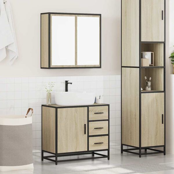 vidaXL Ensemble de meubles de salle de bain 2 pcs ch&ecirc;ne sonoma